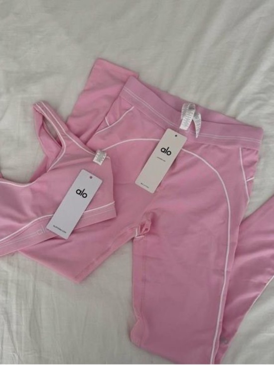 ALO Yoga Tops - ALO Yoga Pink Seam-Trim Bodysuit and Leggings Set